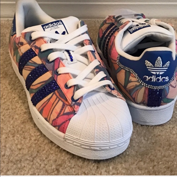 Rhinestone  Adidas Jacket Medium Sneakers Sz 8 - Picture 4 of 4